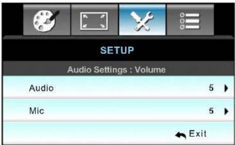OPTOMA EH504WIFI - Setup audio settings volume menu - 1