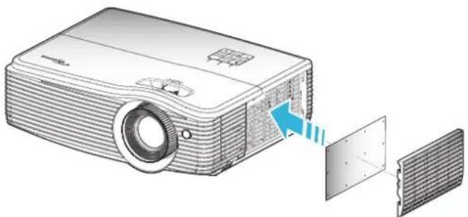 OPTOMA EH504WIFI - Installing and cleaning the dust filter - 1