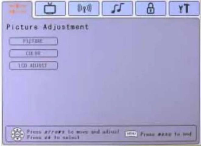 Picture Adjustment PICTURE CREATE LED ADJUST Press arrows to move and adjust Press set to select Press copy to add
