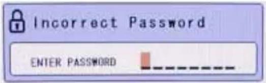 Incorrect Password ENTER PASSWORD