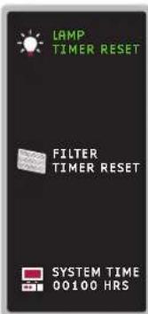 LAMP TIMER RESET FILTER TIMER RESET SYSTEM TIME 00100 HRS