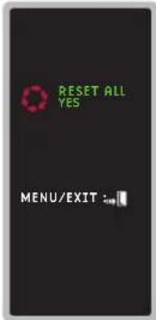RESET ALL YES MENU/EXIT :...