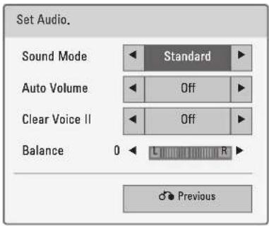 LG 47LD450C - Set Audio Menu Options - 1