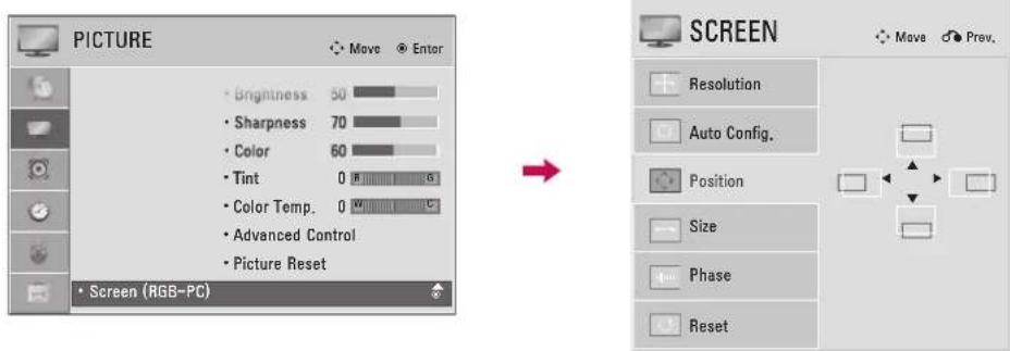 LG 47LD450C - Adjustment for screen Position, Size, and Phase - 1