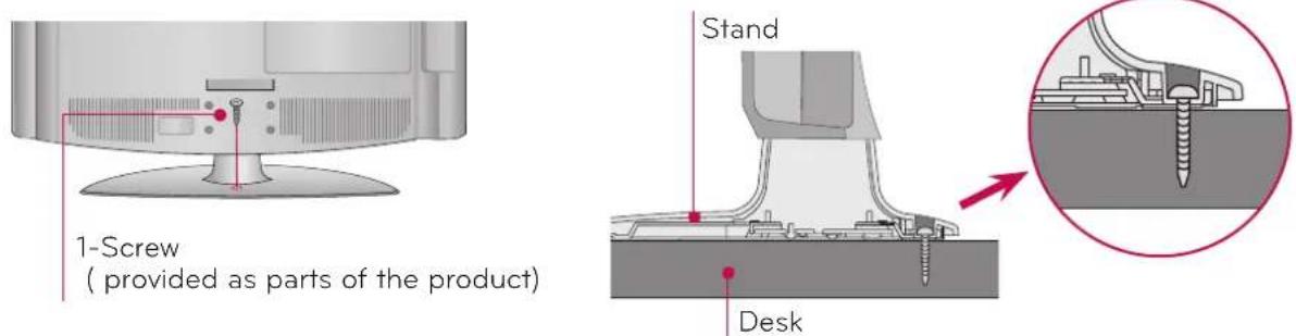 LG 47LD450C - ATTACHING THE TV TO A DESK - 1