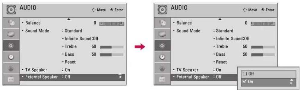 LG 47LD450C - EXTERNAL SPEAKERS ON/OFF SETUP (For 32/37/42/47LD450C) - 1