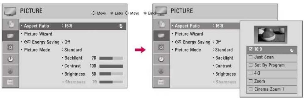 LG 47LD450C - PICTURE SIZE (ASPECT RATIO) CONTROL - 1