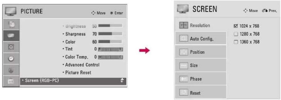 LG 47LD450C - Selecting Resolution - 1