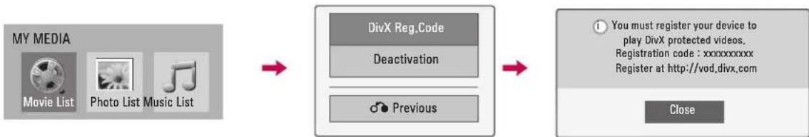 LG 47LD450C - DIVX REGISTRATION CODE - 1