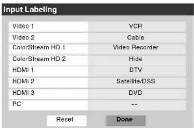 TOSHIBA Regza 37HL67 - To label the video input sources: - 2