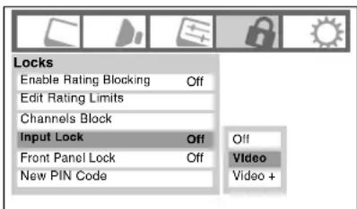 TOSHIBA Regza 37HL67 - To lock/unlock the video inputs: - 1