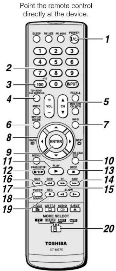TOSHIBA Regza 37HL67 - To use your TV remote control to operate a: - 1