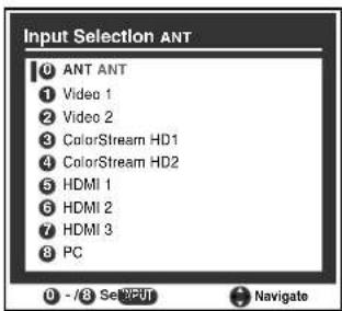 TOSHIBA Regza 37HL67 - To select the video input source to view: - 1