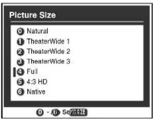 TOSHIBA Regza 37HL67 - To select the picture size using the remote control: - 1