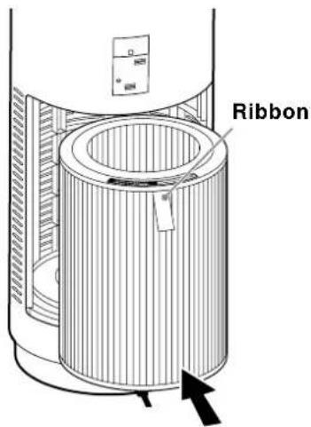 Cado AP-C200 - Remove the deodorizing/dust collecting/anti-bacterial filter from the polythene bag and place it inside the unit. - 4