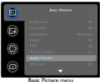 INFOCUS IN1100 - Basic Picture menu - 1