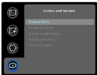 INFOCUS IN1100 - Status and Service menu - 1