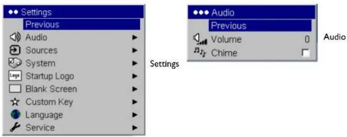 INFOCUS IN35W - Settings menu - 1