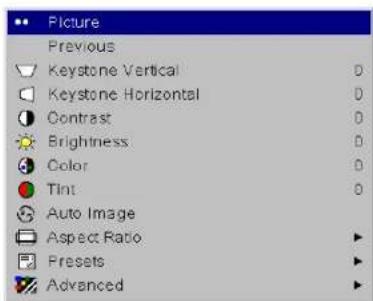 INFOCUS IN35W - Picture menu - 1