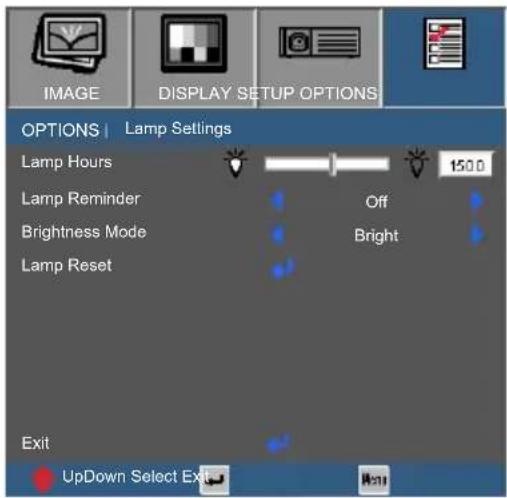 INFOCUS ScreenPlay SP1081HD - OPTIONS | Lamp Settings - 1