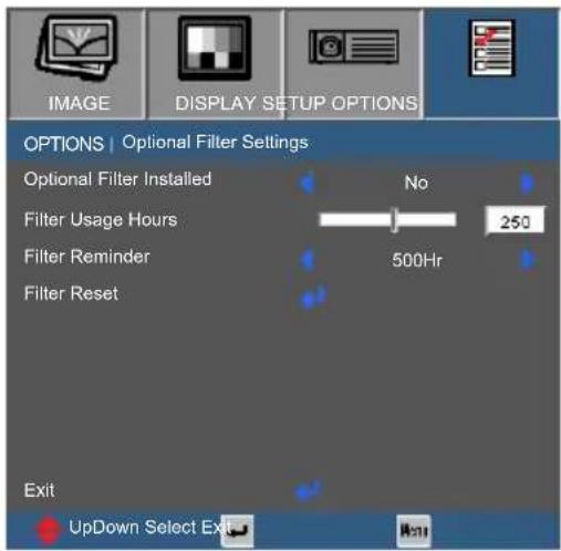 INFOCUS ScreenPlay SP1081HD - OPTIONS | Optional Filter Settings - 1