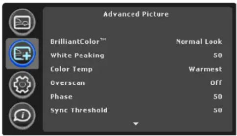 INFOCUS IN2104EP - Advanced Picture menu - 1