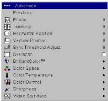 INFOCUS IN37 - Advanced settings - 1