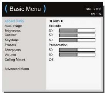INFOCUS IN2124a - Basic Menu - 1