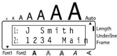 A A A A A A Auto 1: J S m i t h 2: 1 2 3 4 M a i n Length Underline Frame Font1 Font2 A A A A A