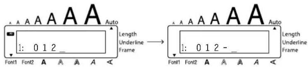 Auto Length Underline Frame 1: 0 1 2 _ Length Underline Frame 1: 0 1 2 - _