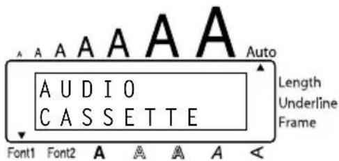 A A A A A A AUDIO CASSETTE Font1 Font2 A A A A A Auto Length Underline Frame