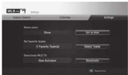 LG LHB335 - Adjusting MLB.TV ^® settings - 1