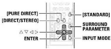 [PURE DIRECT] [DIRECT/STEREO] ENTER [STANDARD] SURROUND PARAMETER INPUT MODE