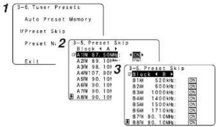 1 3-6. Tuner Presets Auto Preset Memory @Preset Skip Preset N: 2 Exit 3-5. Preset Skip Block 4 A ▶ A7W 87.50MHz A2W 89.10MHz A3W 98.101 A4W107.801 A5W 90.101 A6W 90.101 A7W 90.101 A8W 90.101 3 3-5. Preset Skip Block 4 B ▶ B1W 520kHz B2W 600kHz B3W 1000kHz B4W 1400kHz B5W 1500kHz B6W 1710kHz B7W 90.10MHz B8W 90.10MHz