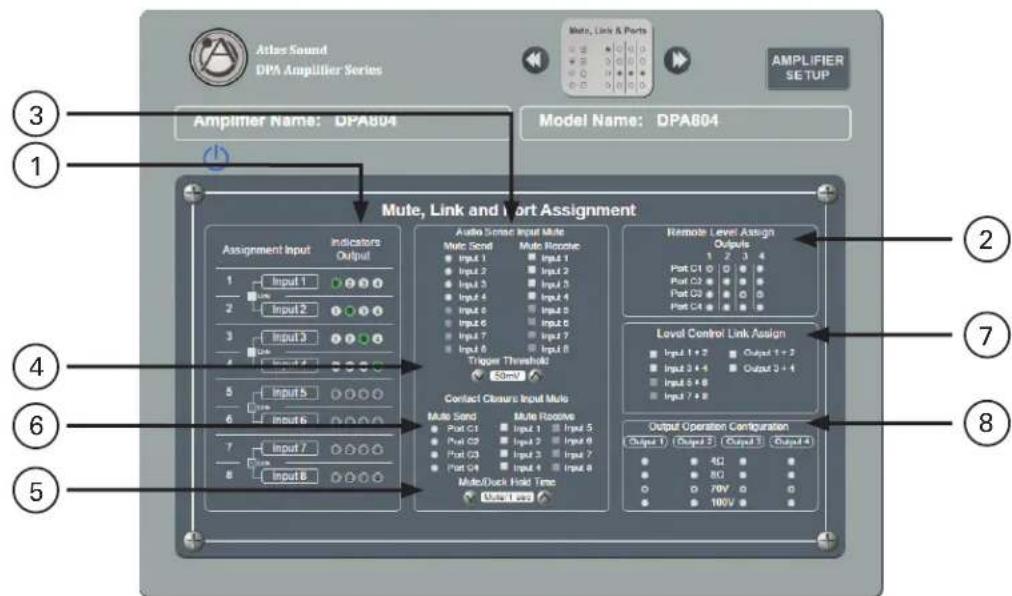 Atlas Sound DPA804 - Mute, Link & Port Assignment Page - 1