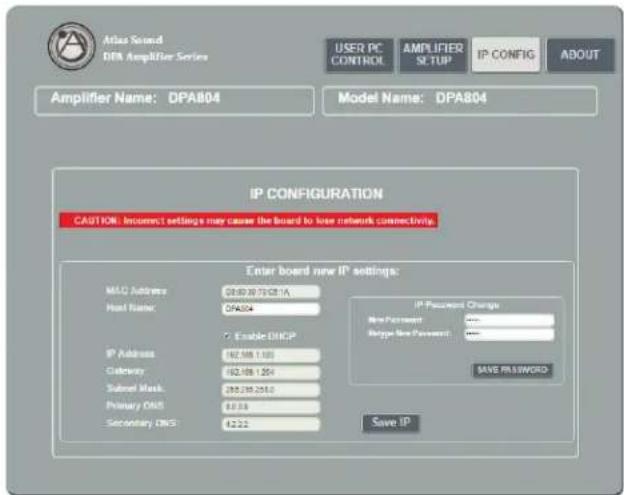 Atlas Sound DPA404 - IP Config Page - 1