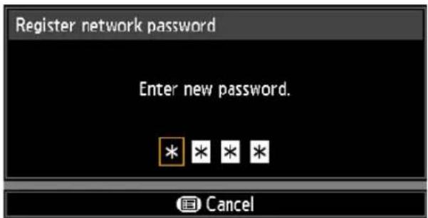 Register network password Enter new password. * * * * Cancel