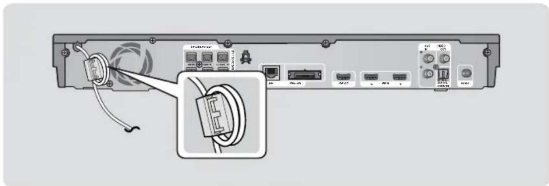 SAMSUNG HT-EM54C - Attaching the Toroidal Ferrite Core to the Power Cord of the Main Unit - 1