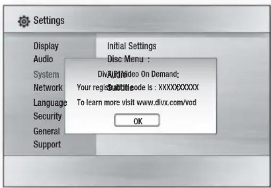 SAMSUNG HT-C6900W - DivX(R) Registration - 1