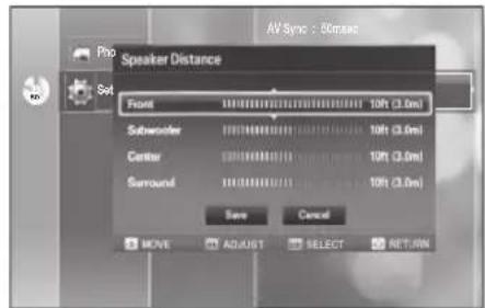 SAMSUNG HT-BD2ET - Setting the Speaker Distance - 3
