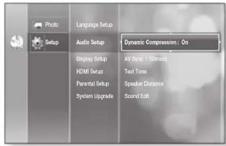 SAMSUNG HT-BD2ET - SETTING UP THE AUDIO OPTIONS - 1