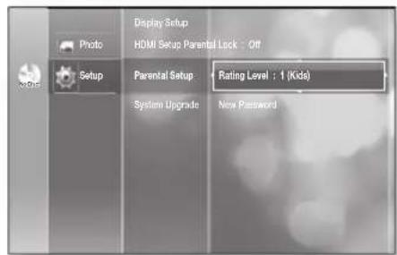SAMSUNG HT-BD2ET - Setting the Rating Level - 2