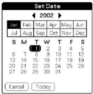 Set Date ← 2002 ► Jan Feb Mar Apr May Jun Jul Aug Sep Oct Nov Dec S M T W T F S (1) 2 3 4 5 6 7 8 9 10 11 12 13 14 15 16 17 18 19 20 21 22 23 24 25 26 27 28 29 30 31 Cancel Today