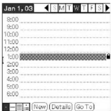 Jan 1, 03 8:00 9:00 10:00 11:00 12:00 1:00 2:00 3:00 4:00 5:00 6:00 [New] [Details] [Go To]