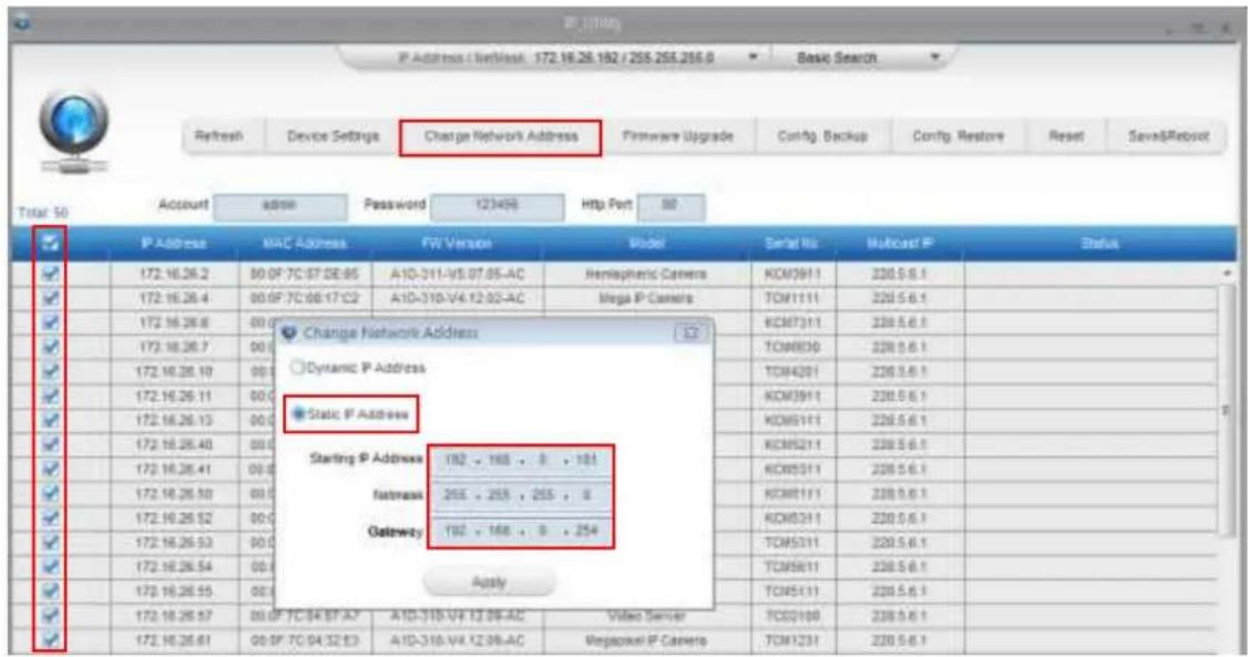 ACTi E923M - Manually adjust the IP addresses of multiple cameras: - 1