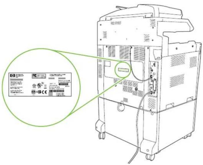 HP LaserJet CM6030F - Serial number and model number location - 1