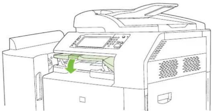 HP LaserJet CM6030F - Clear jams in the output-accessory bridge - 3