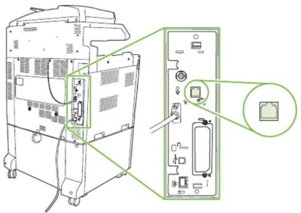 HP LaserJet CM6030F - Connect the fax accessory to a phone line - 1