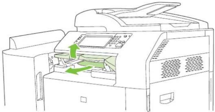 HP LaserJet CM6030F - Clear jams in the output-accessory bridge - 2