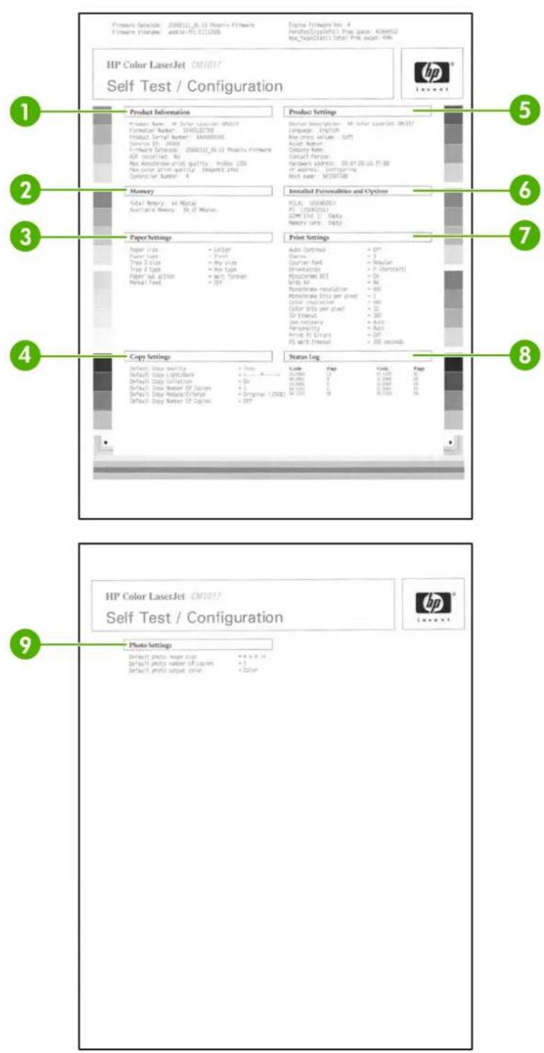 HP LaserJet CM1017 - To print the Configuration page from the control panel - 1